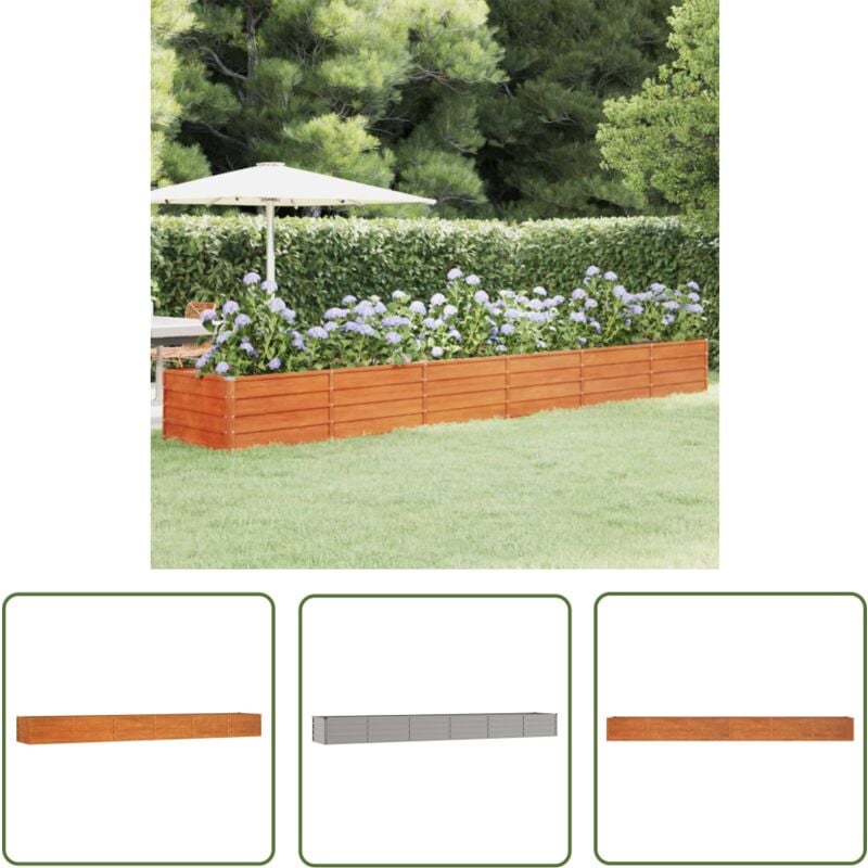 Lit surélevé de jardin rouillé 480x80x45 cm acier corten - Jardiniere Acier Corten - Bac Plante Exterieur - Pot De Fleurs Rustique - Lit Surélevé