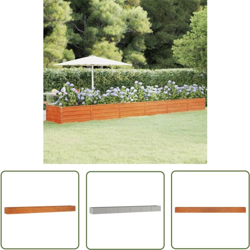 The Living Store - Lit surélevé de jardin rouillé 600x80x45 cm acier corten - Jardiniere Acier Corten - Pot De Fleurs Extérieur - Bac Plante