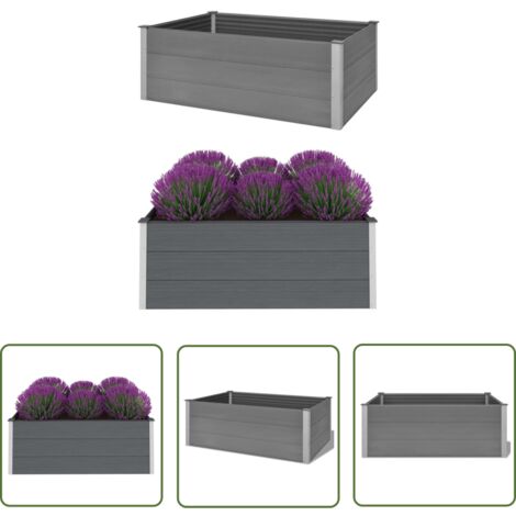 The Living Store Lit surélevé de jardin WPC 150x100x54 cm Gris - Jardinière - Bac De Plantation - Pot De Fleurs - Fleurissement - Décoration Extérieure