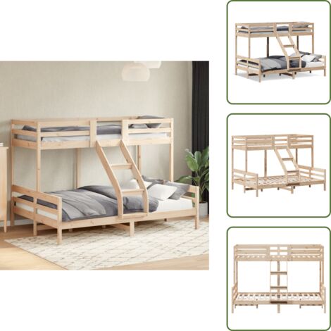 The Living Store Litera de madera maciza de pino 80x200/140x200 cm - Litera de pino