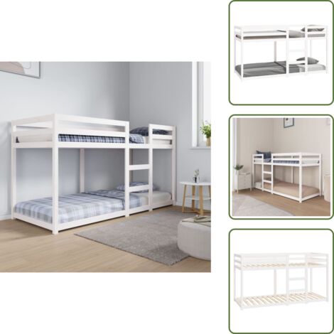 The Living Store Litera de madera maciza de pino 80x200 cm - Litera de madera