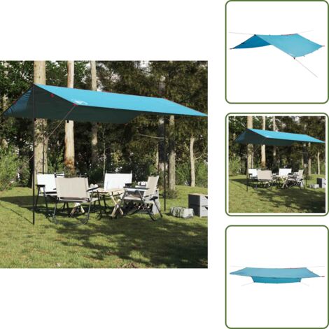 The Living Store Lona de camping impermeable azul 400x294 cm - Toldo de camping