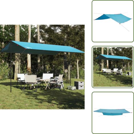 The Living Store Lona de camping impermeable azul 500x294 cm - Toldo de camping