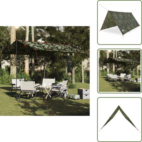The Living Store Lona de camping impermeable camuflaje 306x306 cm - Toldo de camping