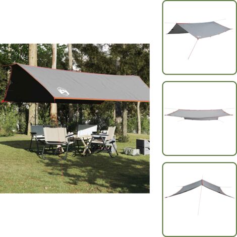 The Living Store Lona de camping impermeable gris y naranja 500x294 cm - Toldo de camping