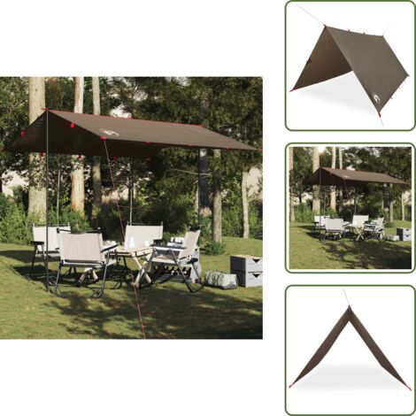The Living Store Lona de camping impermeable marrón 306x306 cm - Toldo de camping