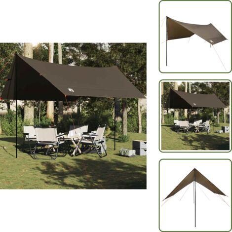 The Living Store Lona de camping impermeable marrón 462x306x211 cm - Toldo de camping