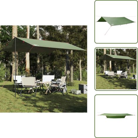 The Living Store Lona de camping impermeable verde 360x294 cm - Toldo de camping