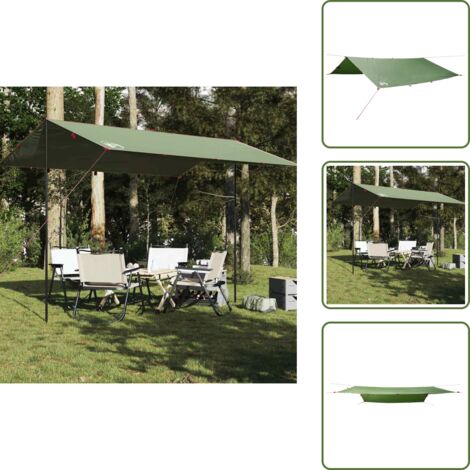 The Living Store Lona de camping impermeable verde 400x294 cm - Toldo de camping