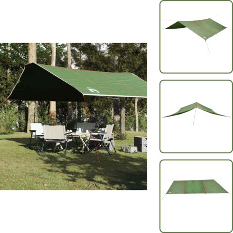 The Living Store Lona de camping impermeable verde 420x440 cm - Toldo de camping