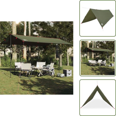 The Living Store Lona de camping impermeable verde oliva 506x306 cm - Toldo de camping
