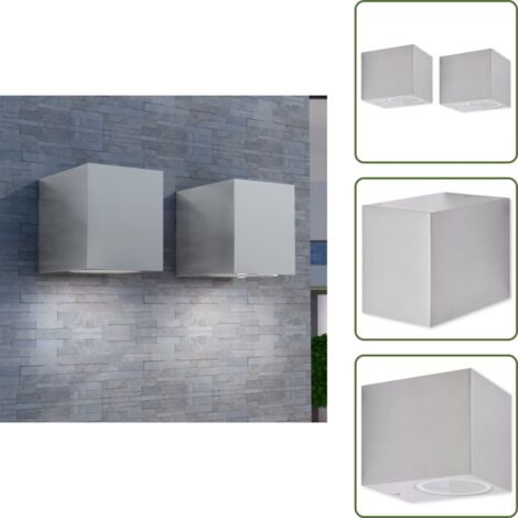 The Living Store Luce da Parete per Esterno a Cubo 2 pz - Luce da parete a cubo