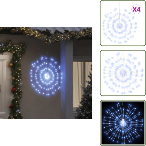 The Living Store Luces de Navidad de estrellas 4 uds 140 LED blanco frío 17 cm - Luces estelares