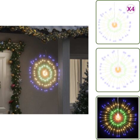 The Living Store Luces de Navidad de estrellas 4 uds 140 LED de colores 17 cm - Luces estelares