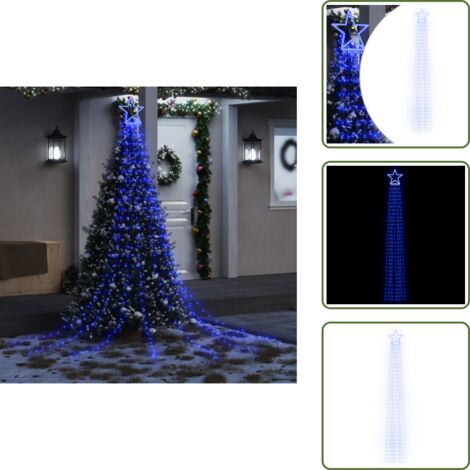 The Living Store Luces para árbol de Navidad 320 LED azul 375 cm - Luces para árbol