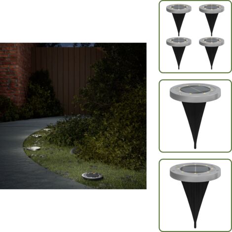 The Living Store Luces solares suelo jardín con picos tierra blanco cálido 4 uds - Luces solares exteriores