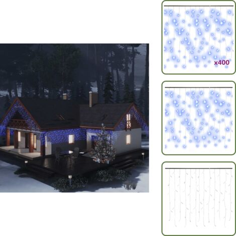 The Living Store Luci a Ghiaccioli a LED 10 m 400 LED Blu 8 Funzioni - Luci a LED