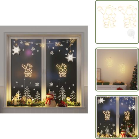 The Living Store Luci di Natale Babbo Natale 2 pz 35 LED Bianco Caldo - Babbo Natale