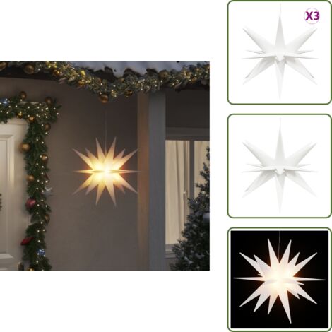 The Living Store Luci di Natale con LED 3 pz Pieghevoli Bianche 57 cm - Luci a LED