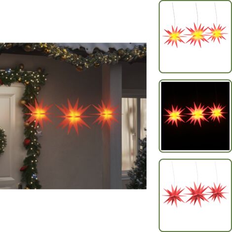 The Living Store Luci di Natale con LED 3 pz Pieghevoli Rosse - Luci a LED