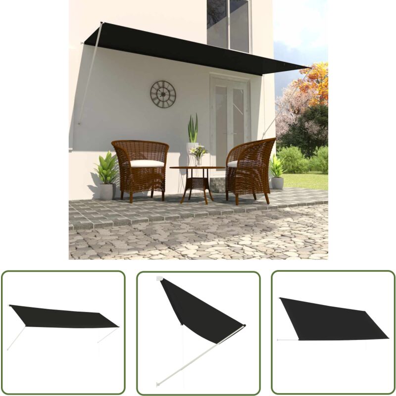 The Living Store - Auvent rétractable 400x150 cm Anthracite - Auvent Retractable - Store Exterieur - Parasol - Protection Solaire - Abri Jardin