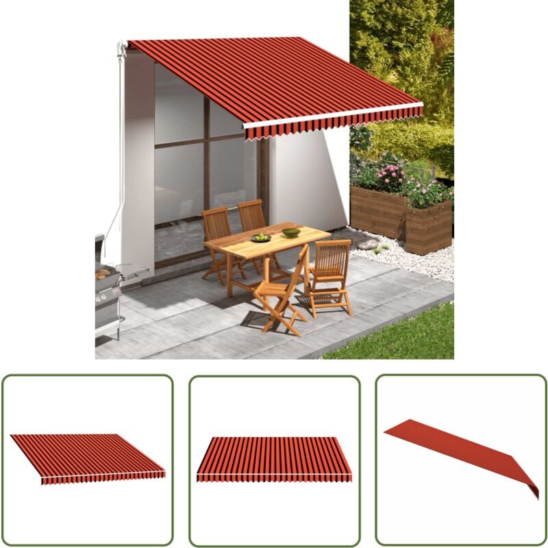 The Living Store - Toile d'auvent Orange et marron 400x300 cm - Toiles D'ombrage - Auvent De Terrasse - Parasol - Abri Solaire - Protection Solaire