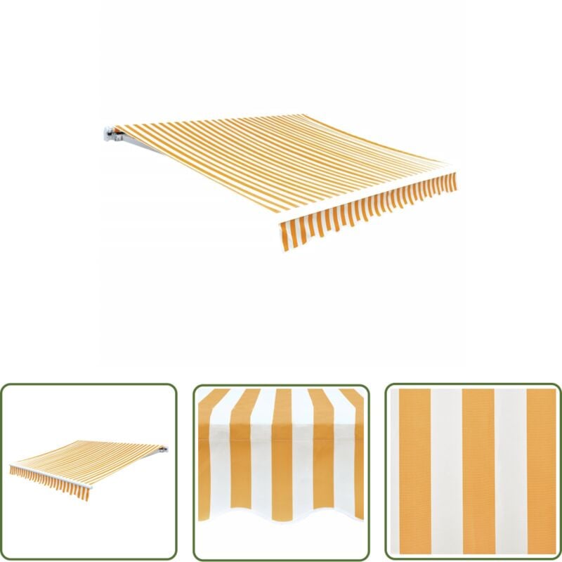 The Living Store - Tissu d'auvent Jaune tournesol/blanc 4 x 3 m (cadre non inclus) - Toile D'auvent - Auvent - Parasol - Abri Solaire - Protection