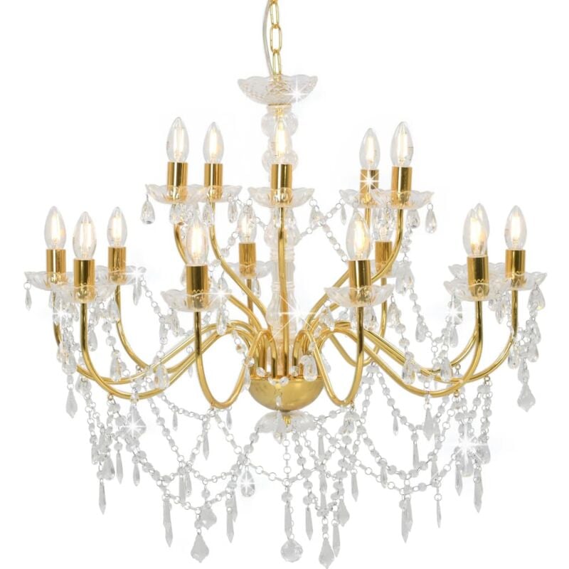 The Living Store - Lustre 2 couches Doré 15 ampoules E14 Or