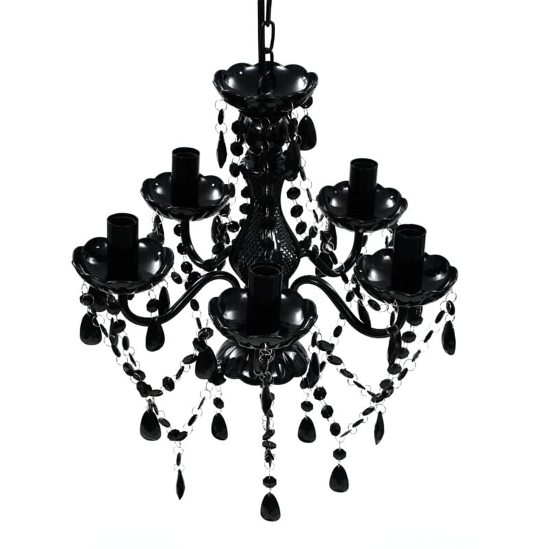 Hommoo - Lustre avec 5 ampoules Crystal noir - The Living Store - Noir