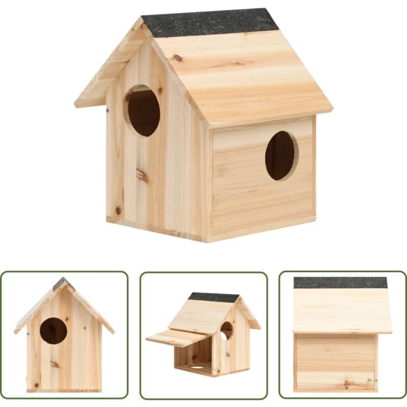 Maison pour écureuils Bois de sapin massif 26x25x29 cm - Maison Pour Écureuil - Abri Pour Écureuil - Nichoir Pour Écureuil - Habitat Pour Écureuil