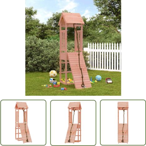 The Living Store Maisonnette de jeu avec mur d'escalade bois massif Douglas - Maison De Jeu - Jouet Extérieur - Aire De Jeux - Bac À Sable - Escalade Enfant
