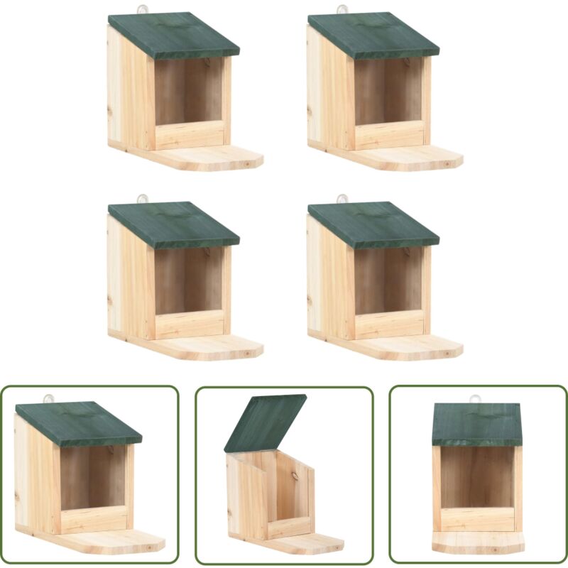 Maisons pour écureuils 4 pcs Bois de sapin - Maison Pour Écureuil - Abri Pour Écureuil - Alimentation Pour Écureuil - Nourriture Pour Écureuil