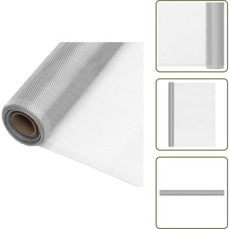 The Living Store Malla mosquitera de aluminio plateada 80x1000 cm - Mosquitera