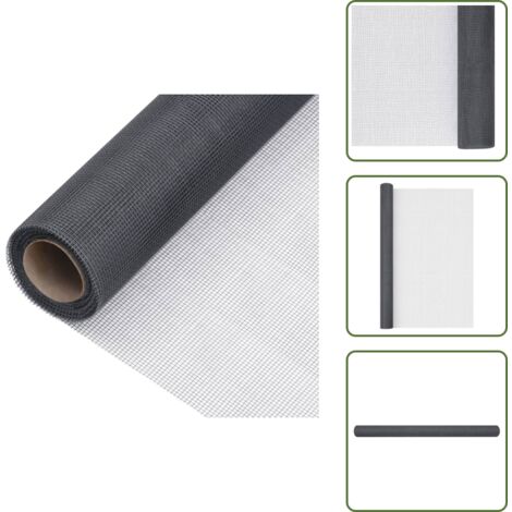 The Living Store Malla mosquitera de fibra de vidrio gris 112x2000 cm - Mosquitera