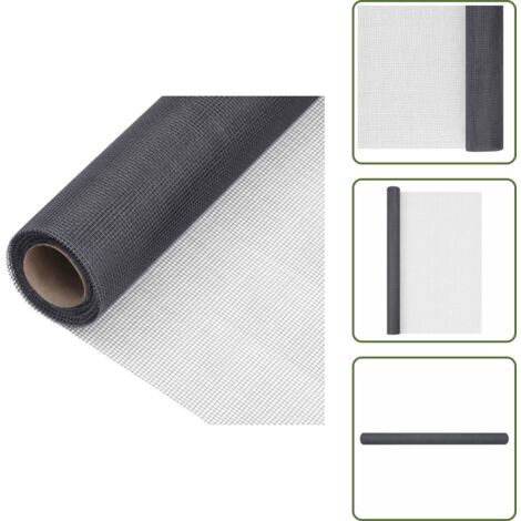 The Living Store Malla mosquitera de fibra de vidrio gris 80x1000 cm - Mosquitera