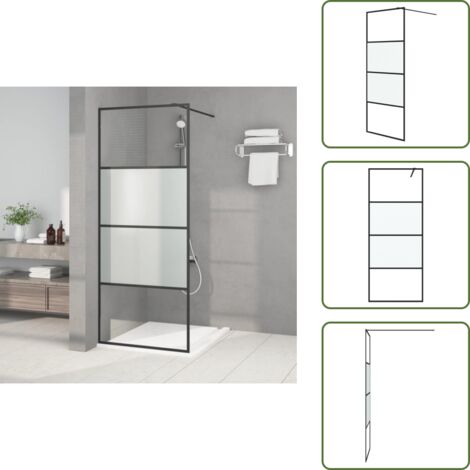 The Living Store Mampara de ducha vidrio ESG semiesmerilado negro 80x195 cm - Vidrio ESG