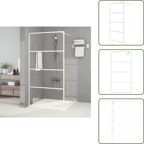 The Living Store Mampara de ducha vidrio ESG transparente blanco 100x195 cm - Vidrio ESG