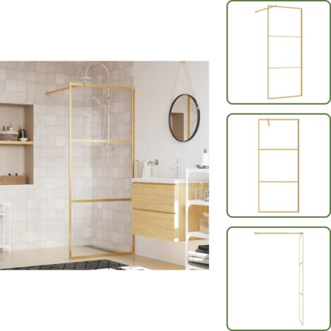 The Living Store Mampara puerta de ducha vidrio transparente ESG dorado 80x195cm - Vidrio ESG