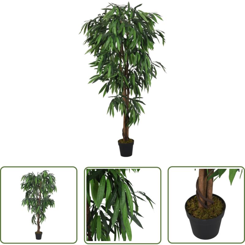 The Living Store - Manguier artificiel 300 feuilles 80 cm vert - Palmier Artificiel - Plante Artificielle - Décoration Intérieure - Maison Tropical