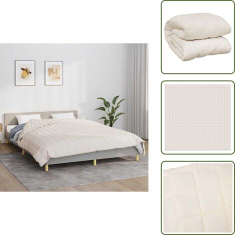 The Living Store Manta con peso tela color crema claro 200x200 cm 9 kg - Manta relajante