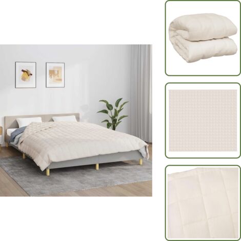 The Living Store Manta con peso tela color crema claro 200x225 cm 9 kg - Manta relajante