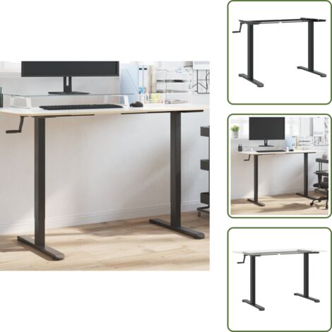 The Living Store Marco de escritorio de pie acero negro (94-135)x60x(70-114) cm - Marco de escritorio