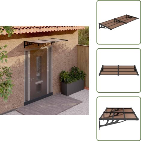 The Living Store Marquesina de puerta policarbonato negro 152,5x90 cm - Protección de puerta