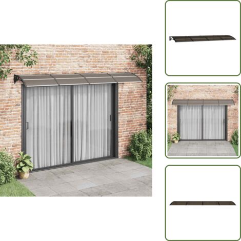 The Living Store Marquesina para puerta de policarbonato negra, 350 x 100 cm - Marquesina de policarbonato