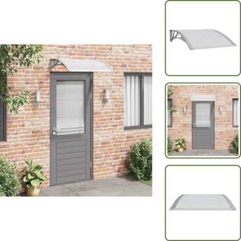 The Living Store Marquesina para puerta gris y transparente 100x75 cm policarbonato - Toldo de policarbonato