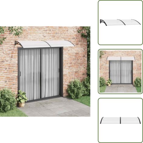 The Living Store Marquesina para puerta PC negro y transparente 240x75 cm - Techo para puerta