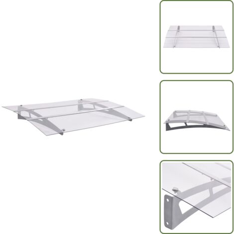 The Living Store Marquesina para puerta PC plata y transparente 150x90 cm PET - Protección de puerta