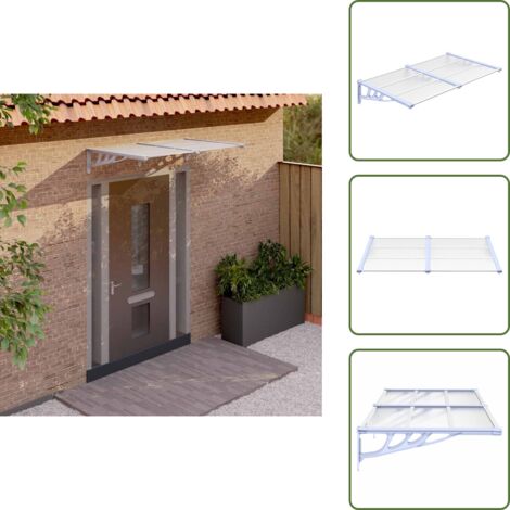 The Living Store Marquesina puerta policarbonato gris y transparente 152,5x90 cm - Protección de puerta