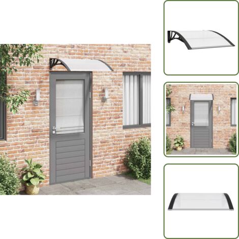 The Living Store Marquesina puerta policarbonato negro y transparente 100x75 cm - Protección de puerta