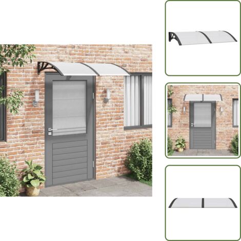 The Living Store Marquesina puerta policarbonato negro y transparente 150x75 cm - Protección de puerta